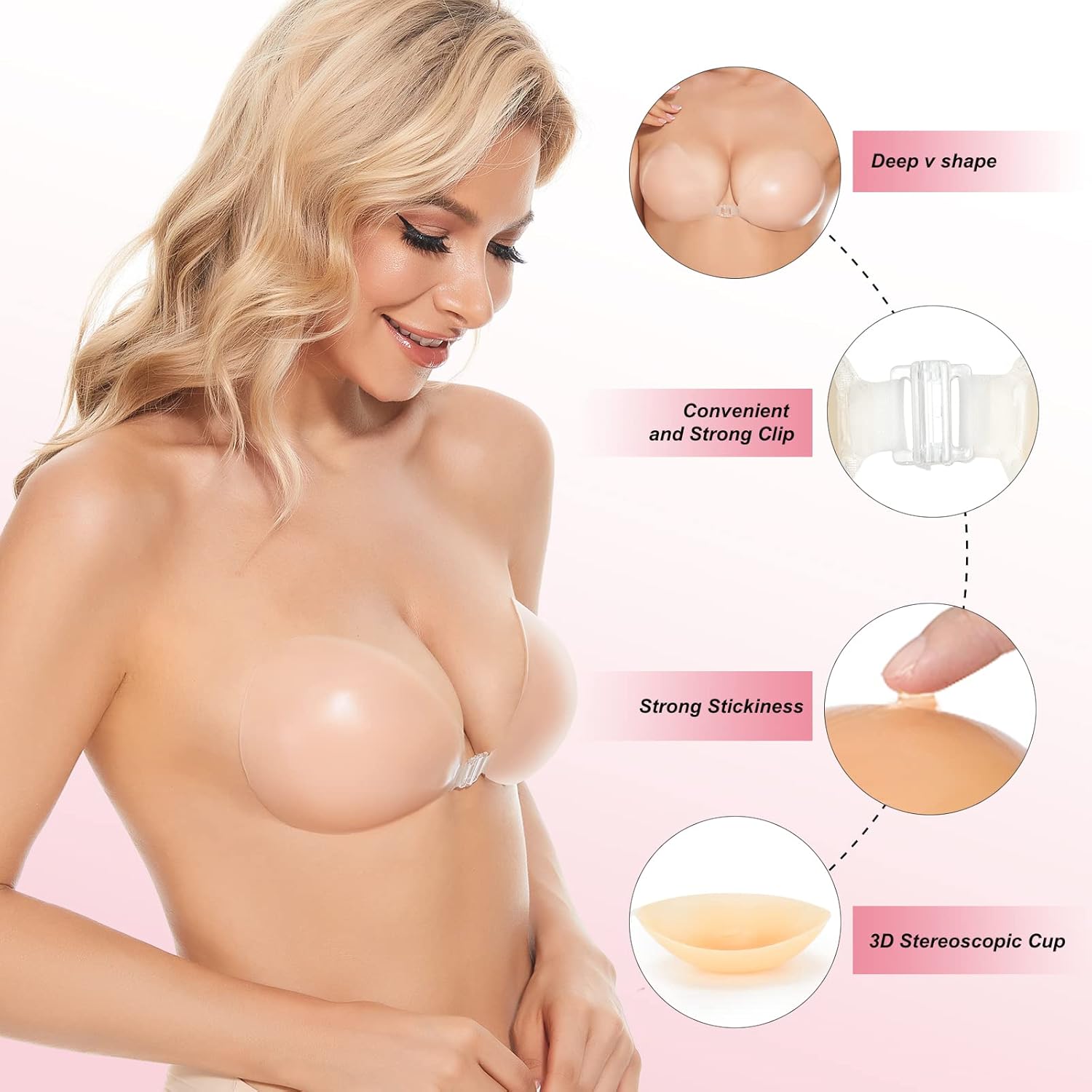 Strapless Bra Adhesive - Samoprzylepny biustonosz push-up, niewidoczny silikonowy biustonosz